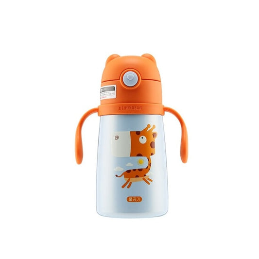 Termos Copii Cu Manere Si Pai, Girafa, 320 ml, Albastru
