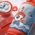 Termos Copii Cu Husa, Pai si Cana, BeddyBear, Rac, 580 ml, Rosu