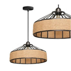 Pendul Rustic RFAN, Model 607-1, 1 x E27, Inaltime Reglabila, Negru