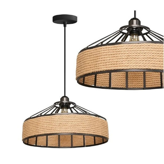 Pendul Rustic RFAN, Model 606-1, 1 x E27, Inaltime Reglabila, Negru