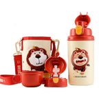 Termos Copii Cu Husa, Pai si Cana, BeddyBear, Leu, 580 ml, Rosu