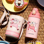 Termos Copii Cu Husa, Pai si Cana, BeddyBear, Sagittarius, 580 ml, Roz