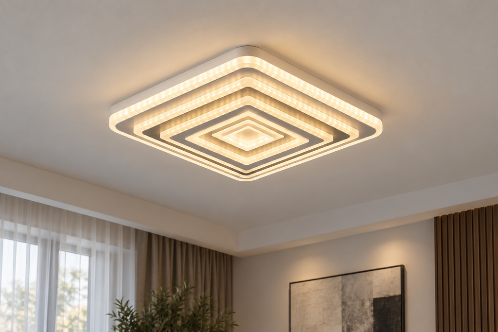 Lustra LED RFAN, Model 6526, 3 Tipuri de Lumina, 60W, Alb