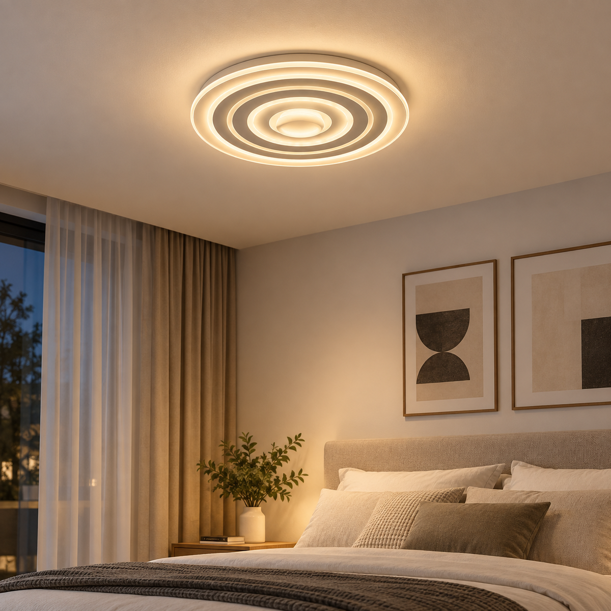 Lustra LED RFAN, Model 6527-2, 3 Tipuri de Lumina, 60W, Alb