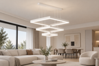 Pendul RFAN, Model 9510-3, cu Telecomanda, 3 Tipuri de Lumina, Inaltime Reglabila, 96W, Alb