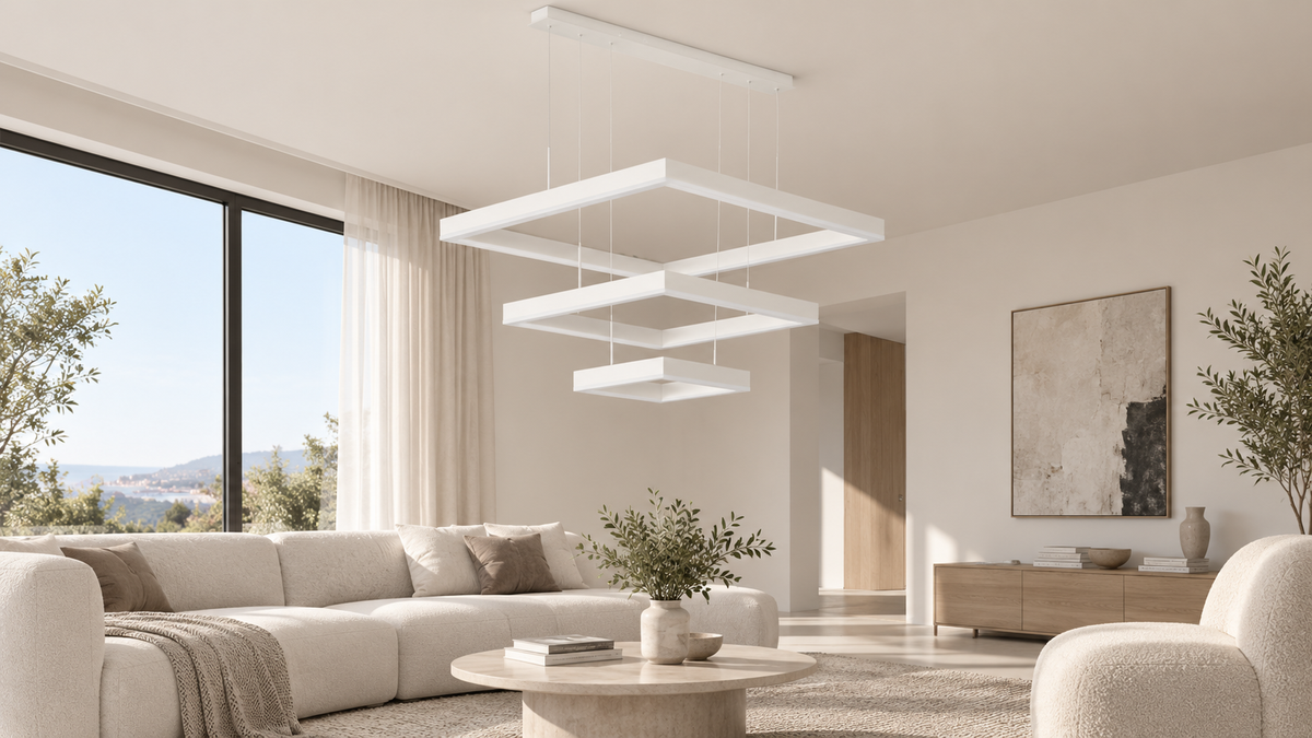 Pendul RFAN 9510-3WH alb intr-un interior luminos, cu iluminarea oprita