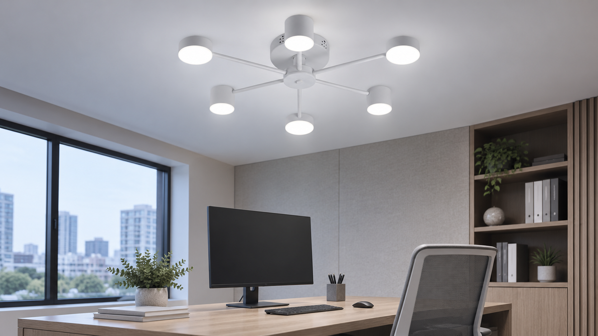 Lustra LED RFAN, Model R9029-6, cu Telecomanda, 3 Tipuri de Lumina, Intensitate Reglabila, 72W, Alb