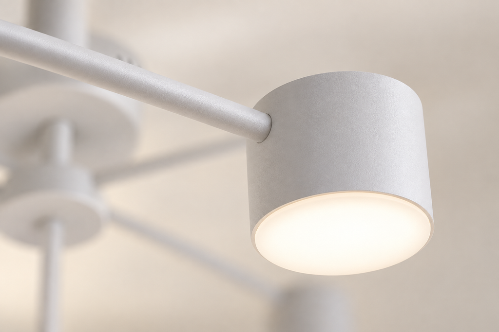 Lustra LED RFAN, Model R9029-6, cu Telecomanda, 3 Tipuri de Lumina, Intensitate Reglabila, 72W, Alb
