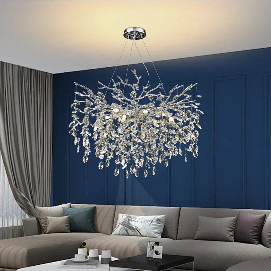 Candelabru RFAN, Model 33020/600, Textura Cristal, Metal, 8 X E14, Argintiu