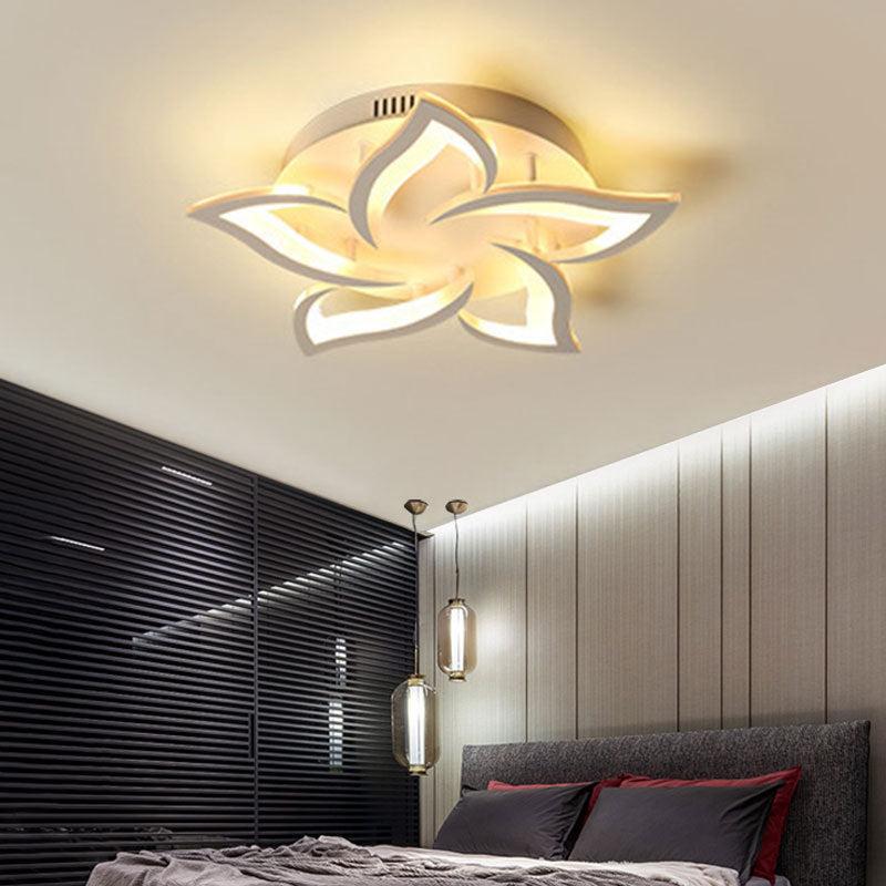 Lustra LED RFAN, Model M027-5, cu Telecomanda, 3 Tipuri de Lumina, Intensitate Reglabila, 49W, Alb