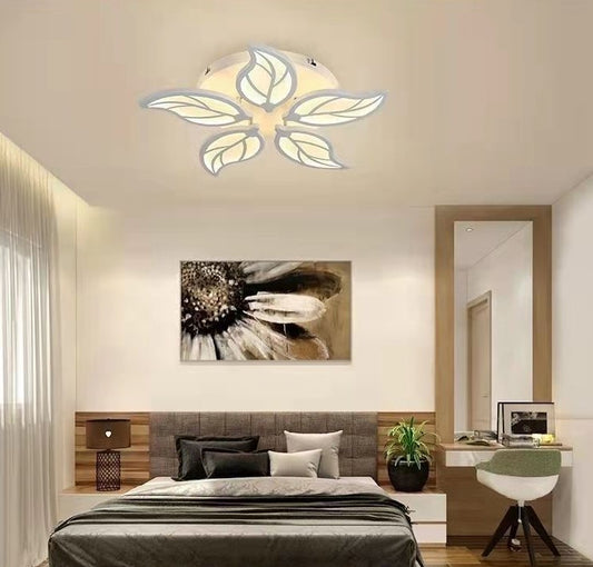 Lustra LED RFAN, Model M007-5, cu Telecomanda, 3 Tipuri de Lumina, Intensitate Reglabila, 100W, Alb