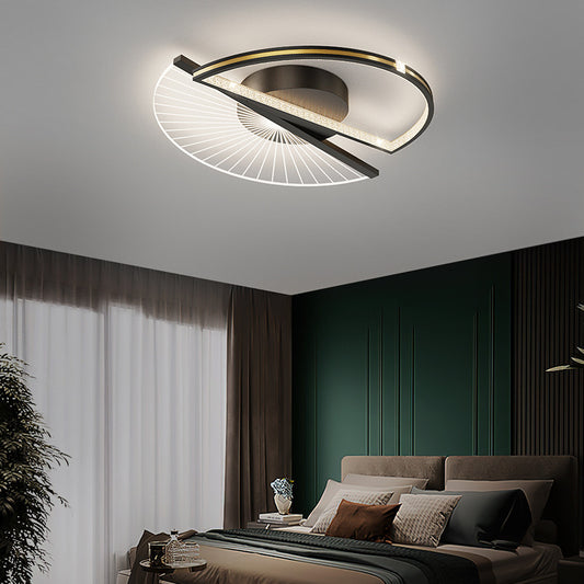 Lustra LED RFAN, Model R9073/2, Cu Telecomanda, 3 Tipuri De Lumina, Intensitate Reglabila, 35W, Negru/Auriu