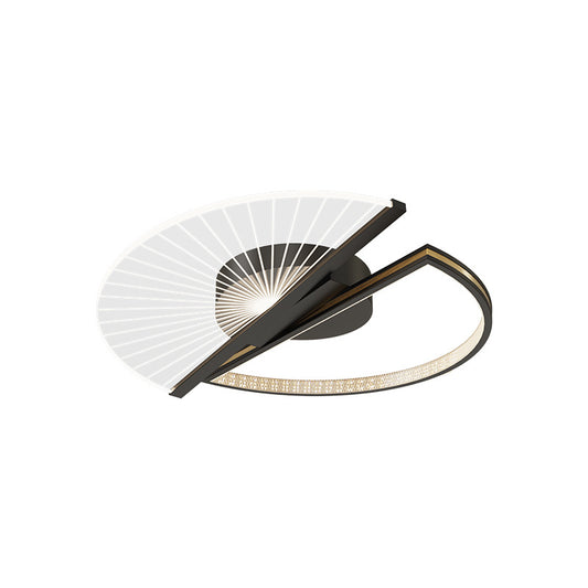 Lustra LED RFAN, Model R9073/2, Cu Telecomanda, 3 Tipuri De Lumina, Intensitate Reglabila, 35W, Negru/Auriu