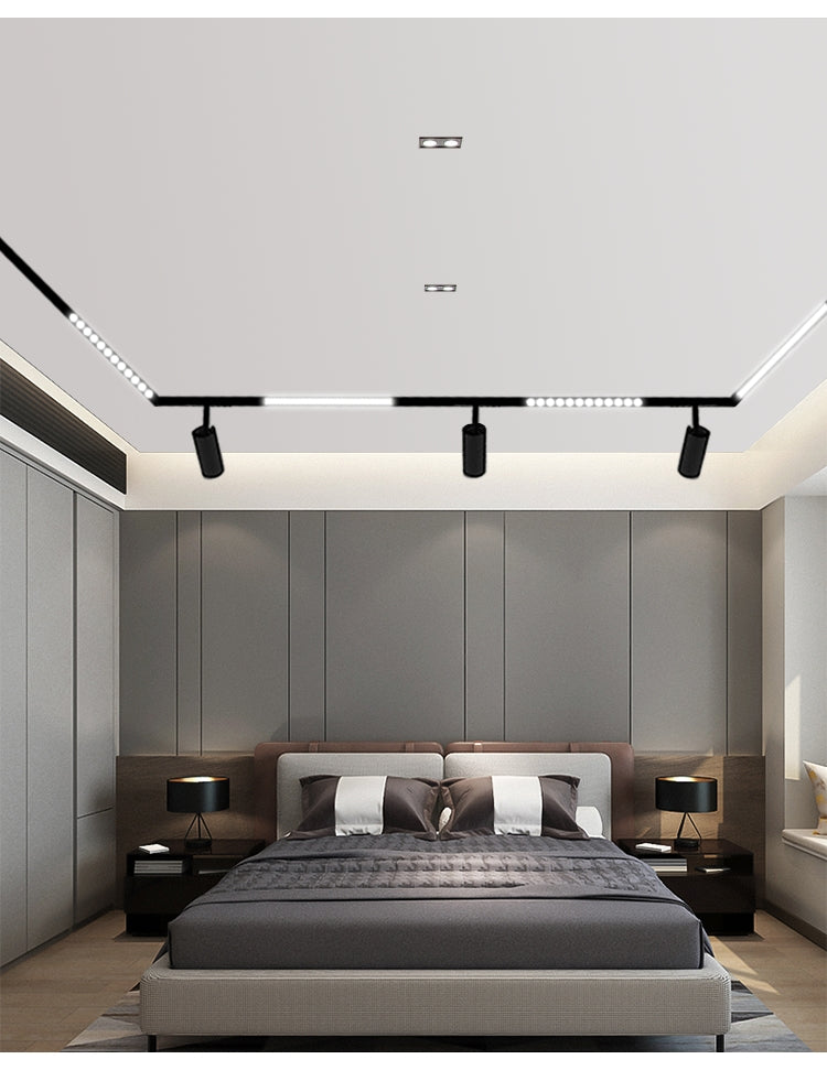 Proiector LED Sina Magnetica Incastrata, Lumina Calda, Reglabil, 12W, Negru