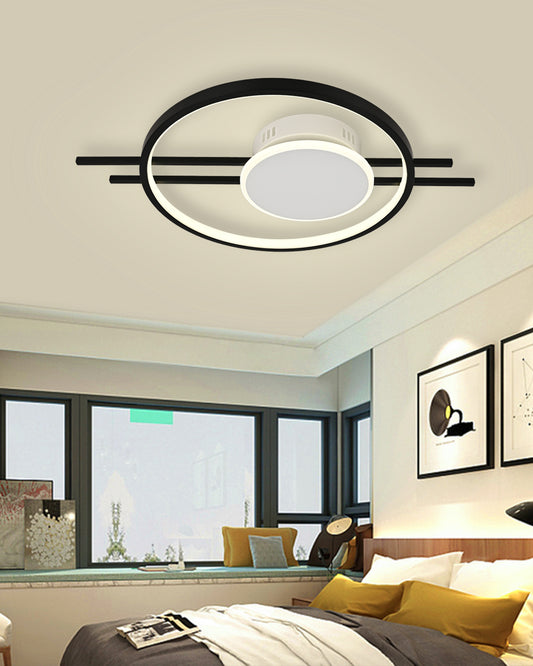 Lustra LED RFAN, Model R9056/1, Cu Telecomanda, 3 Tipuri De Lumina, Intensitate Reglabila, 62W, Negru/Alb