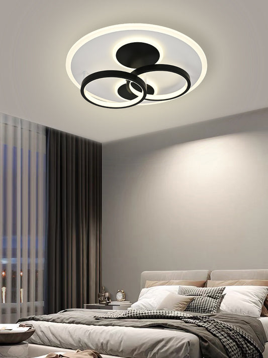 Lustra LED RFAN, Model R9057/R, Cu Telecomanda, 3 Tipuri De Lumina, Intensitate Reglabila, 126W, Negru/Alb