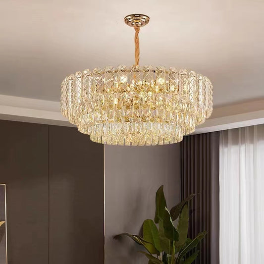 Candelabru RFAN, Model H98046-600, Textura Cristal, Metal, 10 x E27, Auriu