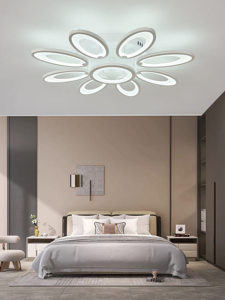 Lustra LED RFAN, Model M003/8+1, cu Telecomanda, 3 Tipuri de Lumina, Intensitate Reglabila, 200W, Alb