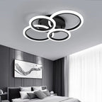 Lustra LED RFAN, Model K001/2+2, cu Telecomanda, 3 Tipuri de Lumina, Intensitate Reglabila, 76W, Negru
