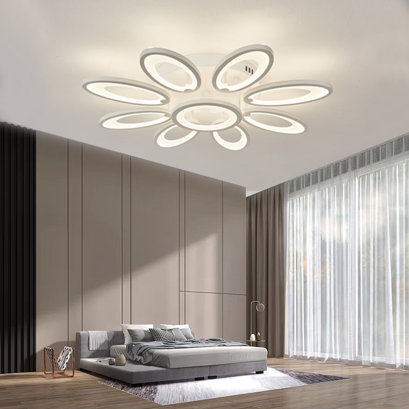 Lustra LED RFAN, Model M003/8+1, cu Telecomanda, 3 Tipuri de Lumina, Intensitate Reglabila, 200W, Alb