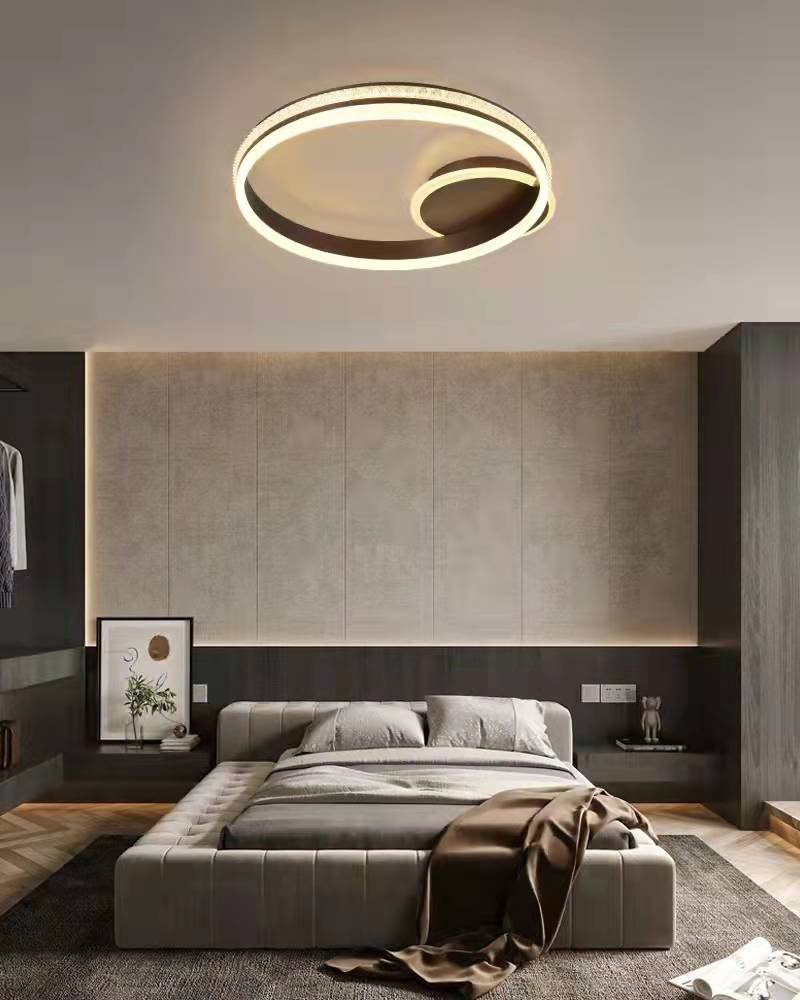 Lustra LED RFAN, Model F2331-1, cu Telecomanda, 3 Tipuri de Lumina, Intensitate Reglabila, 148W, Maro