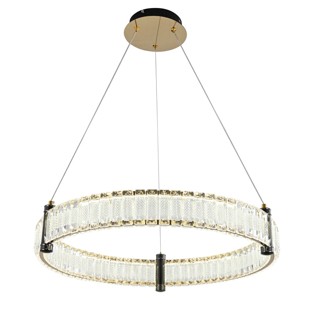 Lustra LED Tip Pendul RFAN, Model R9047-500, Cu Telecomanda, 3 Tipuri De Lumina, Inaltime Reglabila, 118W, Auriu