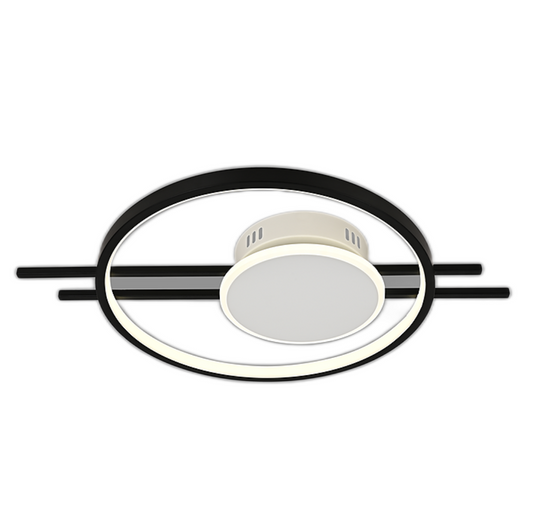 Lustra LED RFAN, Model R9056/1, Cu Telecomanda, 3 Tipuri De Lumina, Intensitate Reglabila, 62W, Negru/Alb