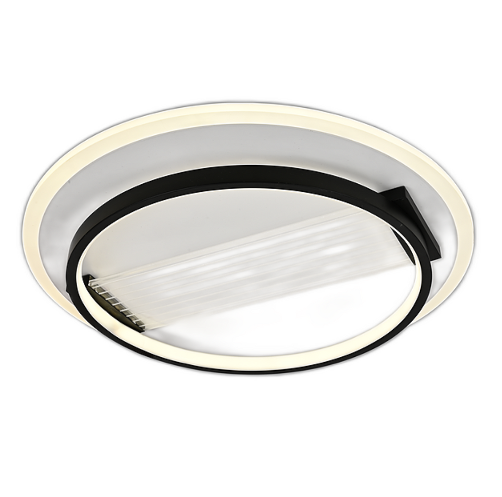 Lustra LED RFAN, Model R9053/R, Cu Telecomanda, 3 Tipuri De Lumina, Intensitate Reglabila, 102W, Negru/Alb