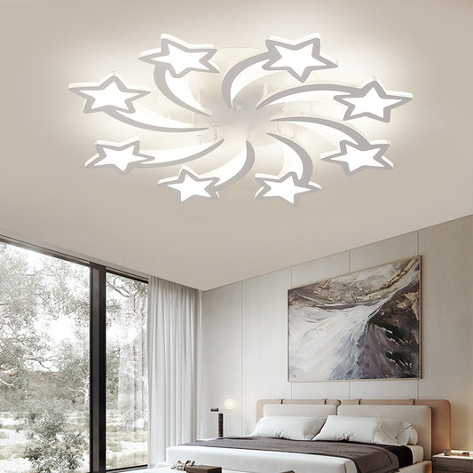 Lustra LED RFAN, Model M213/8, cu Telecomanda, 3 Tipuri de Lumina,Intensitate Reglabila,200W, Alb