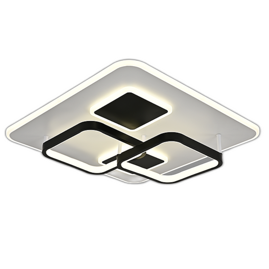 Lustra LED RFAN, Model R9057/S, Cu Telecomanda, 3 Tipuri De Lumina, Intensitate Reglabila, 150W, Negru/Alb