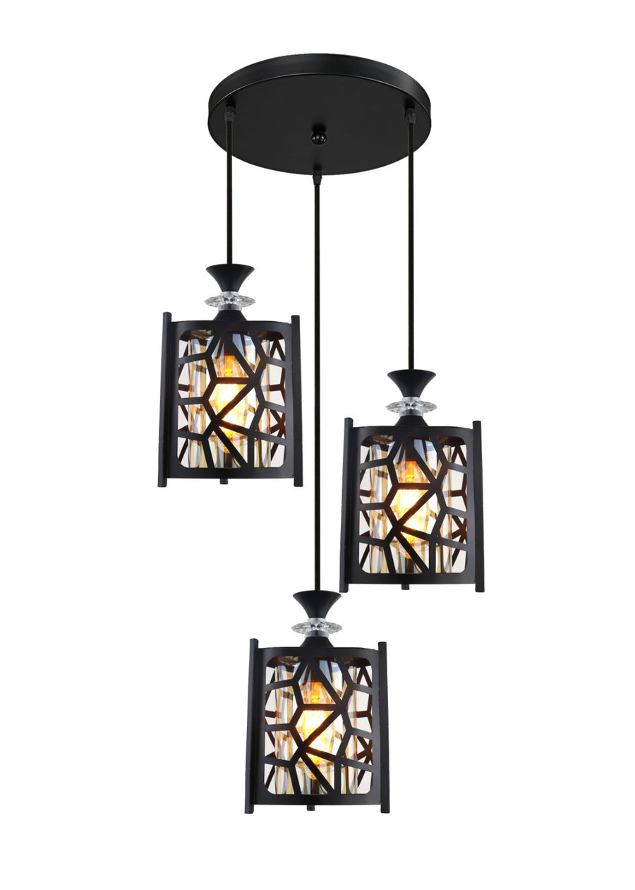 Pendul RFAN, Model 4218-3, Cu Abajur, 3 X E27, Inaltime Reglabila, Negru