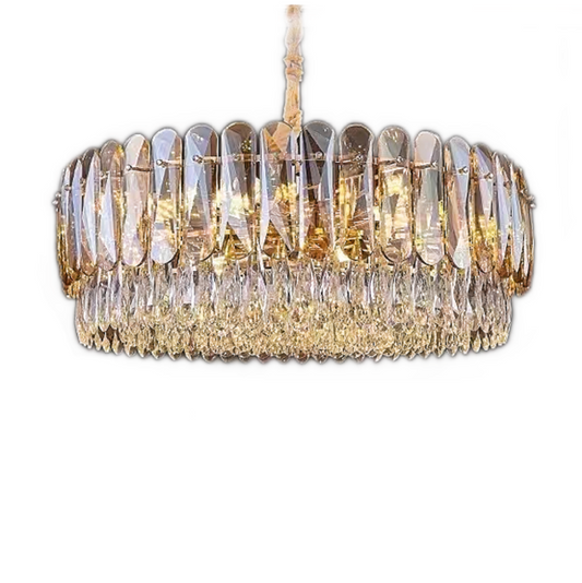 Candelabru RFAN, Model H98047-500, Textura Cristal, Metal, 6 X E27, Auriu