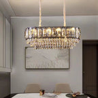 Candelabru RFAN, Model H98048-300x800, Textura Cristal, Metal, 8 X E27, Auriu/Negru