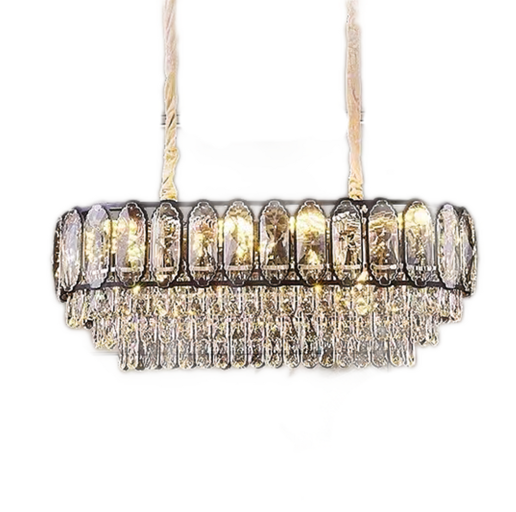 Candelabru RFAN, Model H98048-300x800, Textura Cristal, Metal, 8 X E27, Auriu/Negru