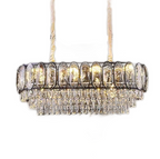 Candelabru RFAN, Model H98048-300x800, Textura Cristal, Metal, 8 X E27, Auriu/Negru