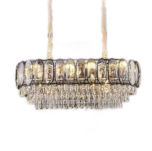 Candelabru RFAN, Model H98048-300x800, Textura Cristal, Metal, 8 X E27, Auriu/Negru