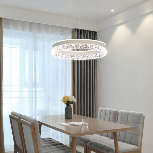 Lustra LED Tip Pendul RFAN, Model 1437WH, Cu Telecomanda, 3 Tipuri De Lumina, Inaltime Reglabila, 146W, Alb