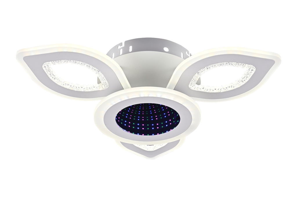 Lustra LED RFAN, Model R9019-3+1, cu Telecomanda, 3 Tipuri de Lumina plus Lumina RGB, Intensitate Reglabila, 98W, Alb
