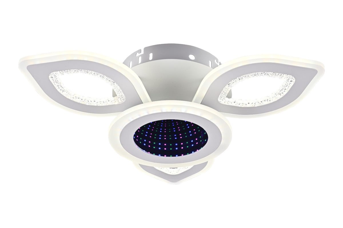 Lustra LED RFAN, Model R9019-3+1, cu Telecomanda, 3 Tipuri de Lumina plus Lumina RGB, Intensitate Reglabila, 98W, Alb