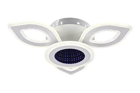 Lustra LED RFAN, Model R9019-3+1, cu Telecomanda, 3 Tipuri de Lumina plus Lumina RGB, Intensitate Reglabila, 98W, Alb