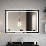 Oglinda LED Si Touch, 80 X 60 Cm, Cu Functie Dezaburire, Rama Negru Mat, J11, Smack