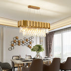 Candelabru RFAN, Model WL339/800*300, Textura Cristal, Metal, 8 x E27, Auriu