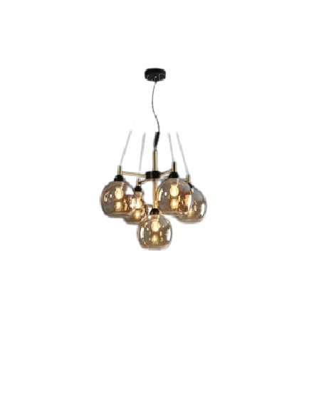 Lustra Tip Pendul RFAN, Model 4812-5, cu 5 Abajururi, Negru/Auriu