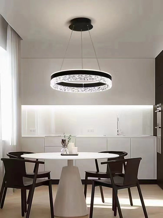 Lustra LED Tip Pendul RFAN, Model 1437BK, Cu Telecomanda, 3 Tipuri De Lumina, Inaltime Reglabila, 146W, Negru