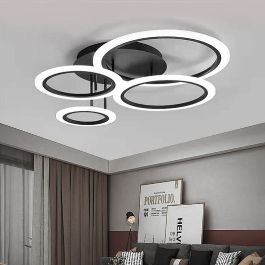 Lustra LED RFAN, Model K001-4, cu Telecomanda, 3 Tipuri de Lumina, Intensitate Reglabila, 118W, Negru