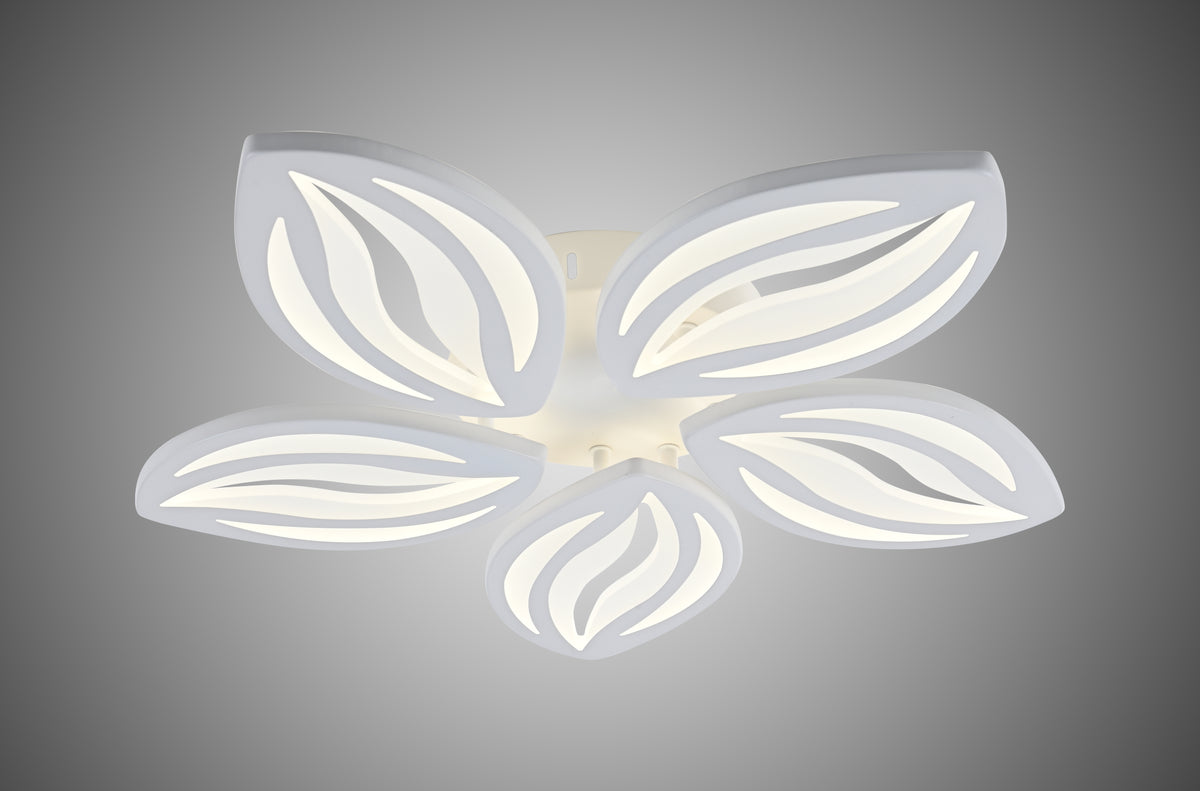 Lustra LED RFAN, Model R9027/5, cu Telecomanda, 3 Tipuri de Lumina, Intensitate Reglabila, 80W, Alb