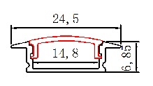 Profil LED Incastrat, 17 x 7, Lungime 2m, Aluminiu