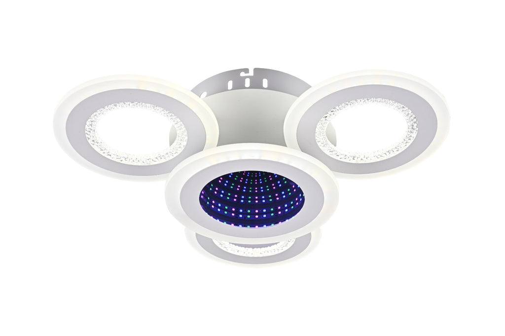 Lustra LED RFAN, Model R9020-3+1, cu Telecomanda, 3 Tipuri de Lumina plus Lumina RGB, Intensitate Reglabila, 92W, Alb
