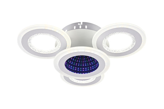 Lustra LED RFAN, Model R9020-3+1, cu Telecomanda, 3 Tipuri de Lumina plus Lumina RGB, Intensitate Reglabila, 92W, Alb