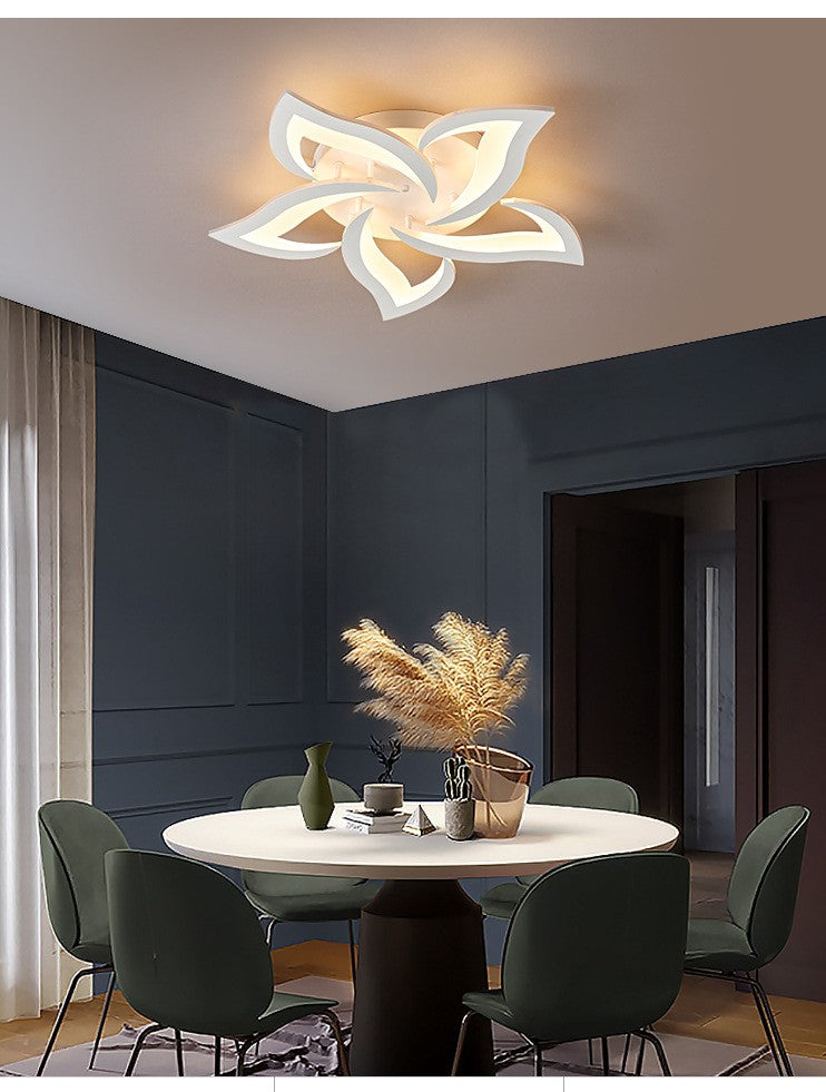 Lustra LED RFAN, Model M027-5, cu Telecomanda, 3 Tipuri de Lumina, Intensitate Reglabila, 49W, Alb